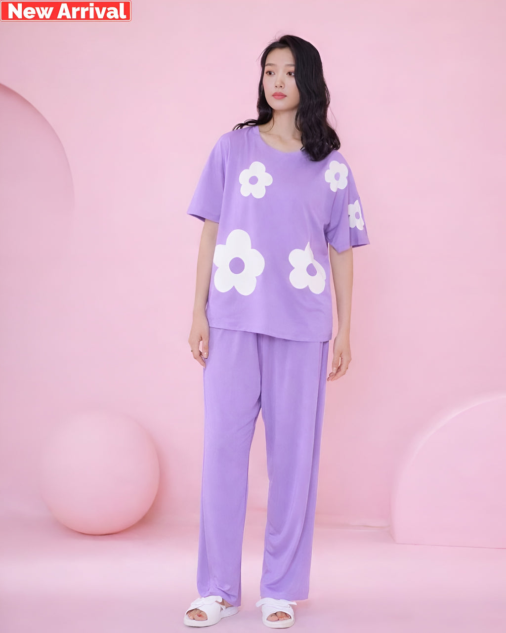 Lavender Flower Print Sleepwear PJ Set