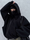 Winter Balaclava Ninja Zipper Hoodie Jacket For Unisex
