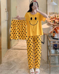 3 Piece Yellow Smiley Nightwear