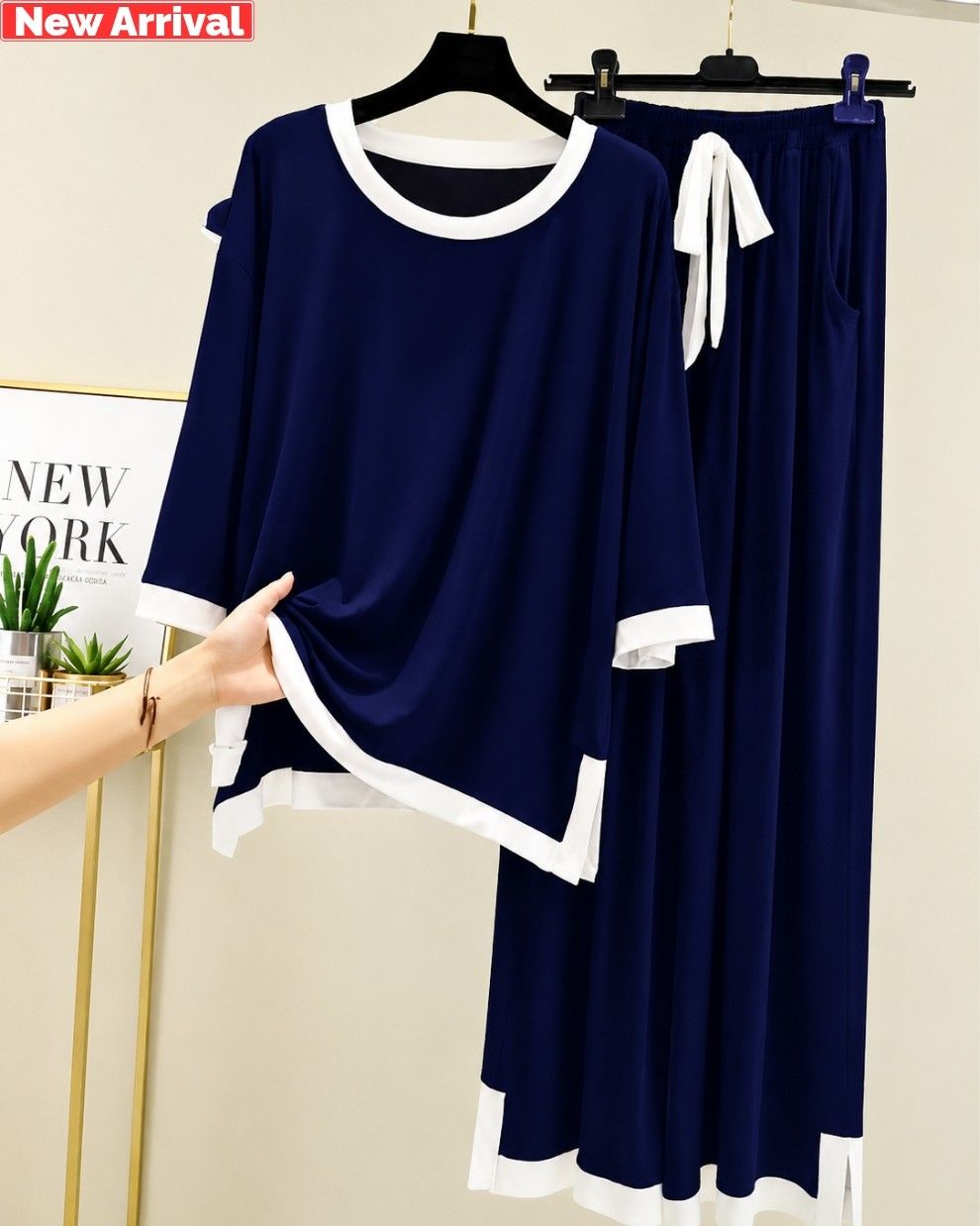 Navy Blue Pure Comfort Plazo Pj Set
