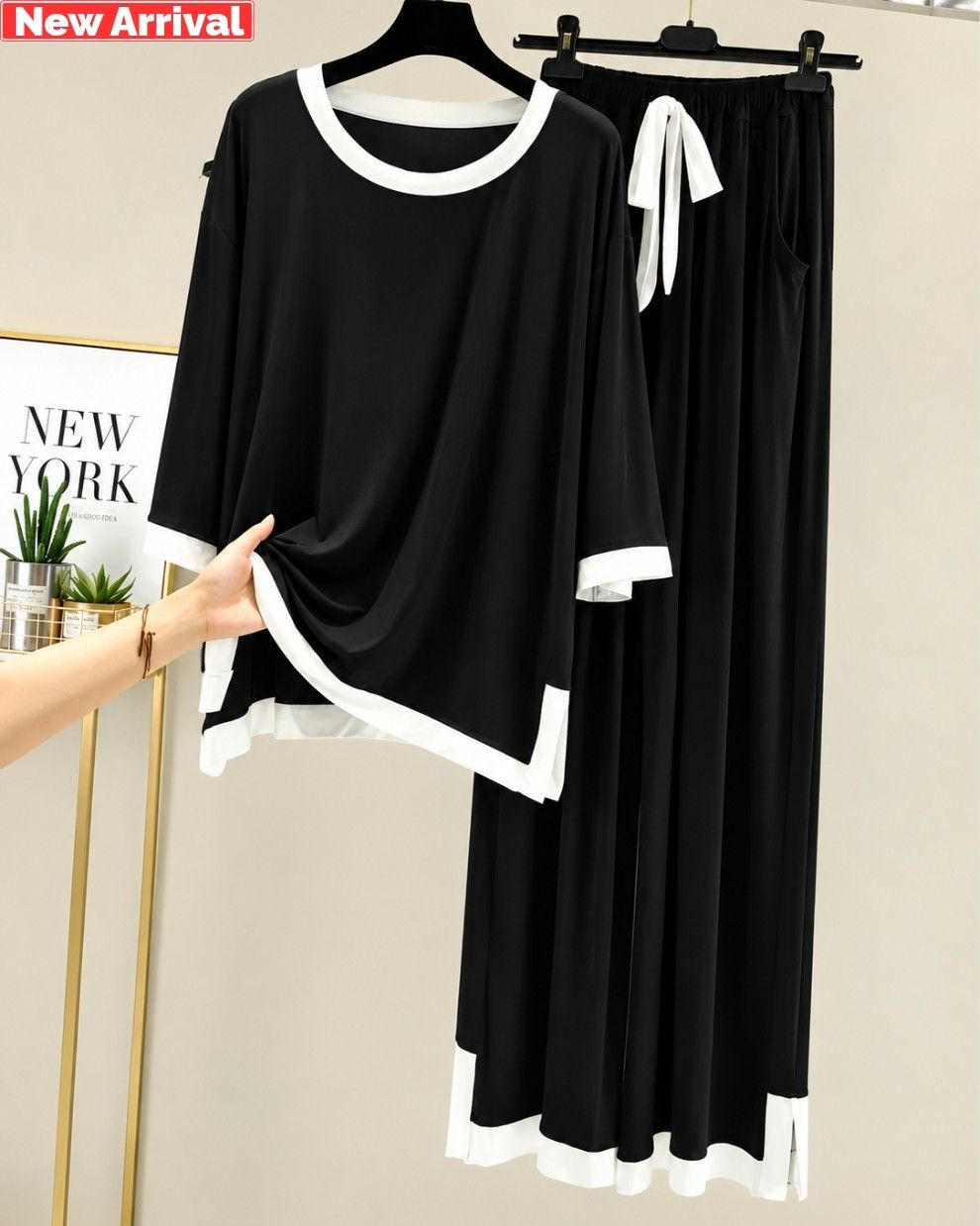 Black Pure Comfort Plazo Pj Set