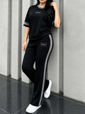 Black Elegant Round Neck Penal Co-Ord Set