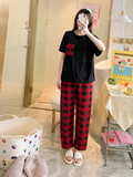 Red check pocket Printed Nightwear