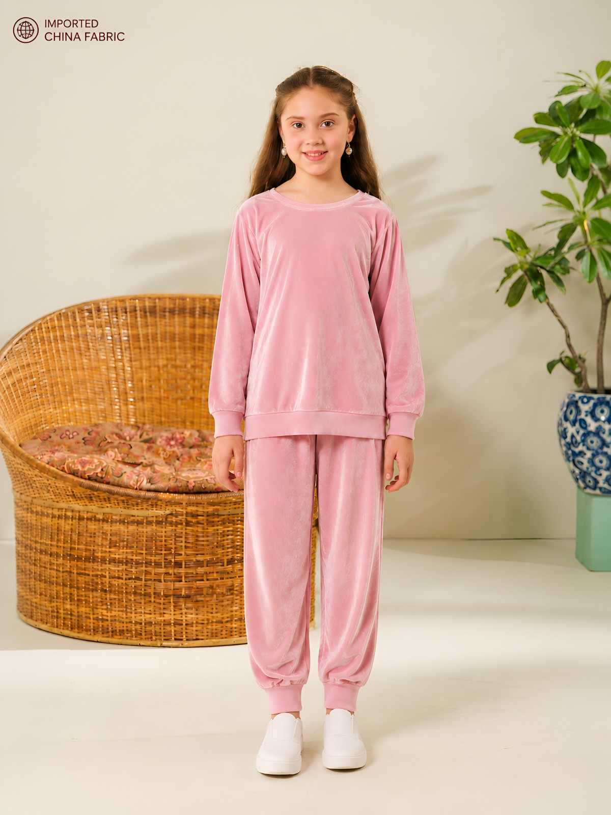 China Imported Velvet – Blush Pink 2 Pec CO-ORD Set