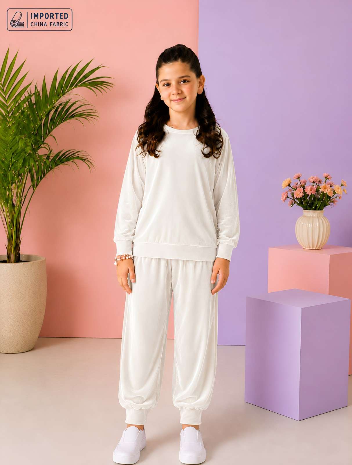 China Imported Velvet – OFF WHITE 2 Pec CO-ORD Set
