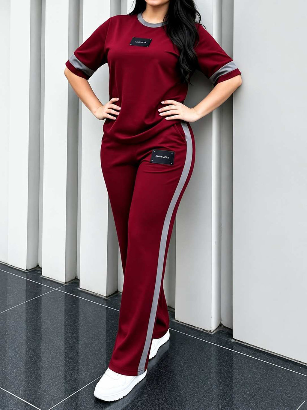 Maroon Elegant Round Neck Penal Co-Ord Set