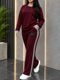 Winter Maroon Elegant Round Neck Fleece Co-Ord Set