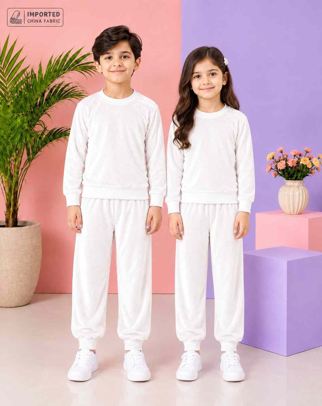 China Imported Velvet – OFF WHITE 2 Pec CO-ORD Set (Each)