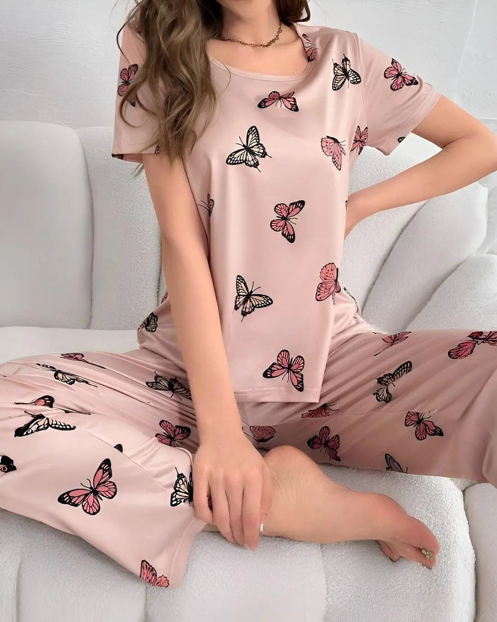 Monach Butterfly Printed Night Suit