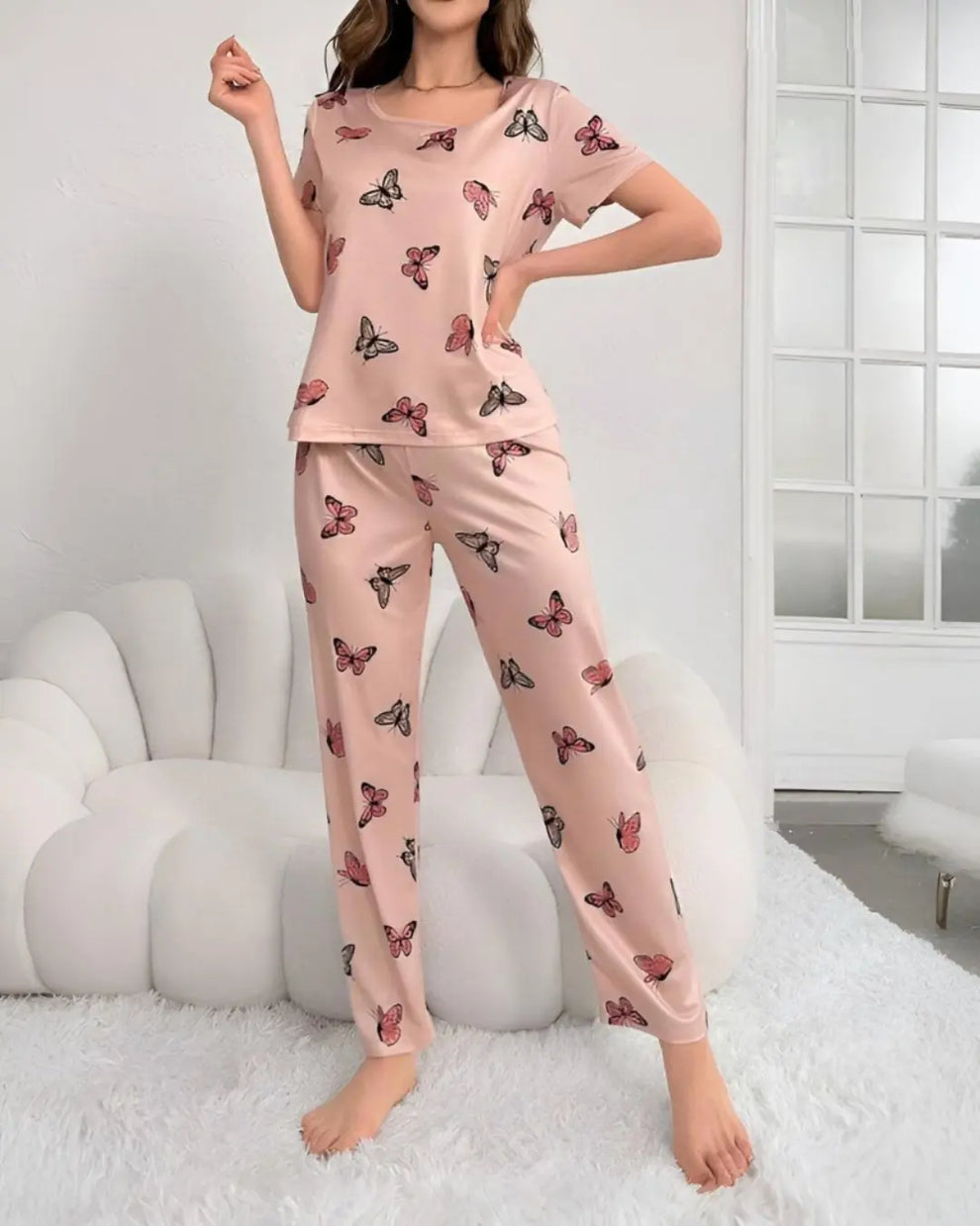 Monach Butterfly Printed Night Suit