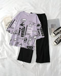 Purple Funcky Printed Night Suits