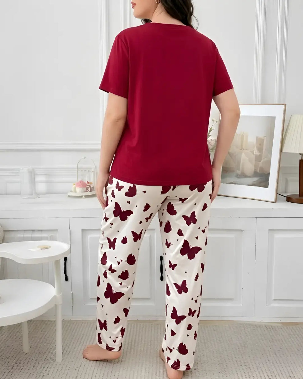 Red Butterfly Printed Night Suit