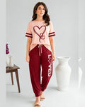 Two Heart Printed Night Suit