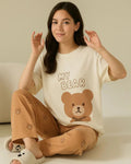Brown Bear Printed Night Suit