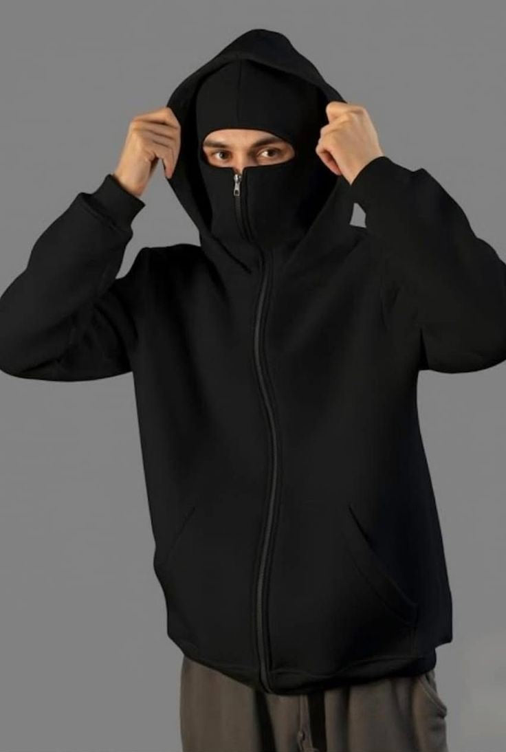 Winter Balaclava Ninja Zipper Hoodie Jacket For Unisex
