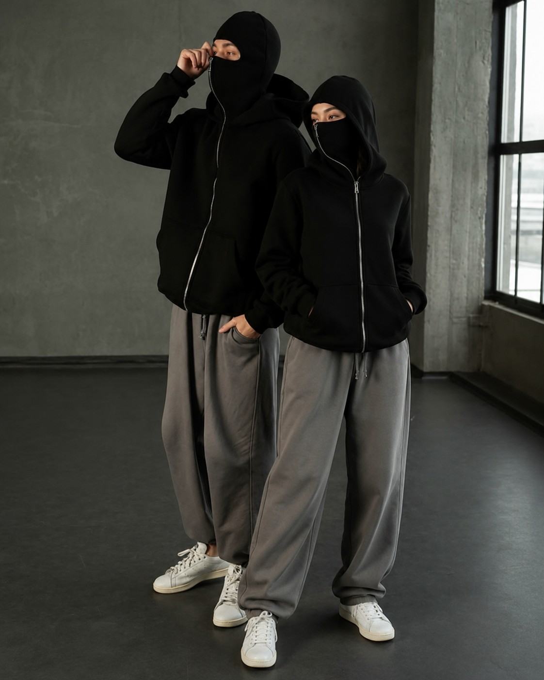 Winter Balaclava Ninja Zipper Hoodie Jacket For Unisex
