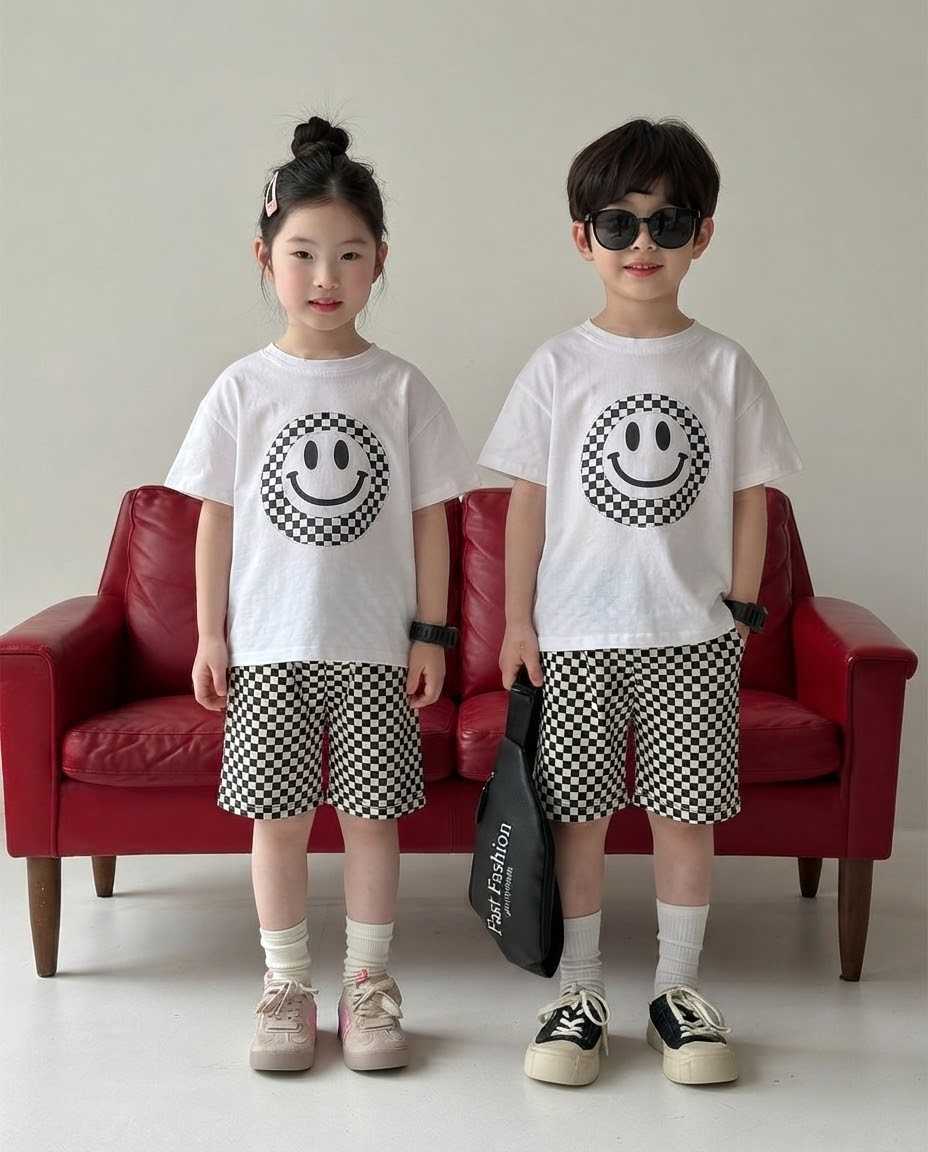 Grey Smiley Half Sleeve Kids Wear (Each)
