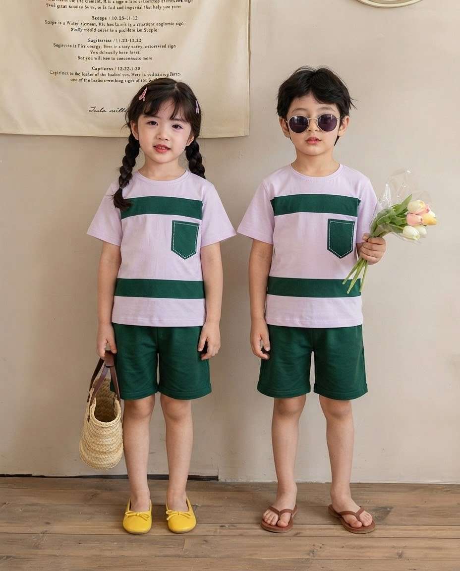 Green Pocket Printe Kids Wear (Each)