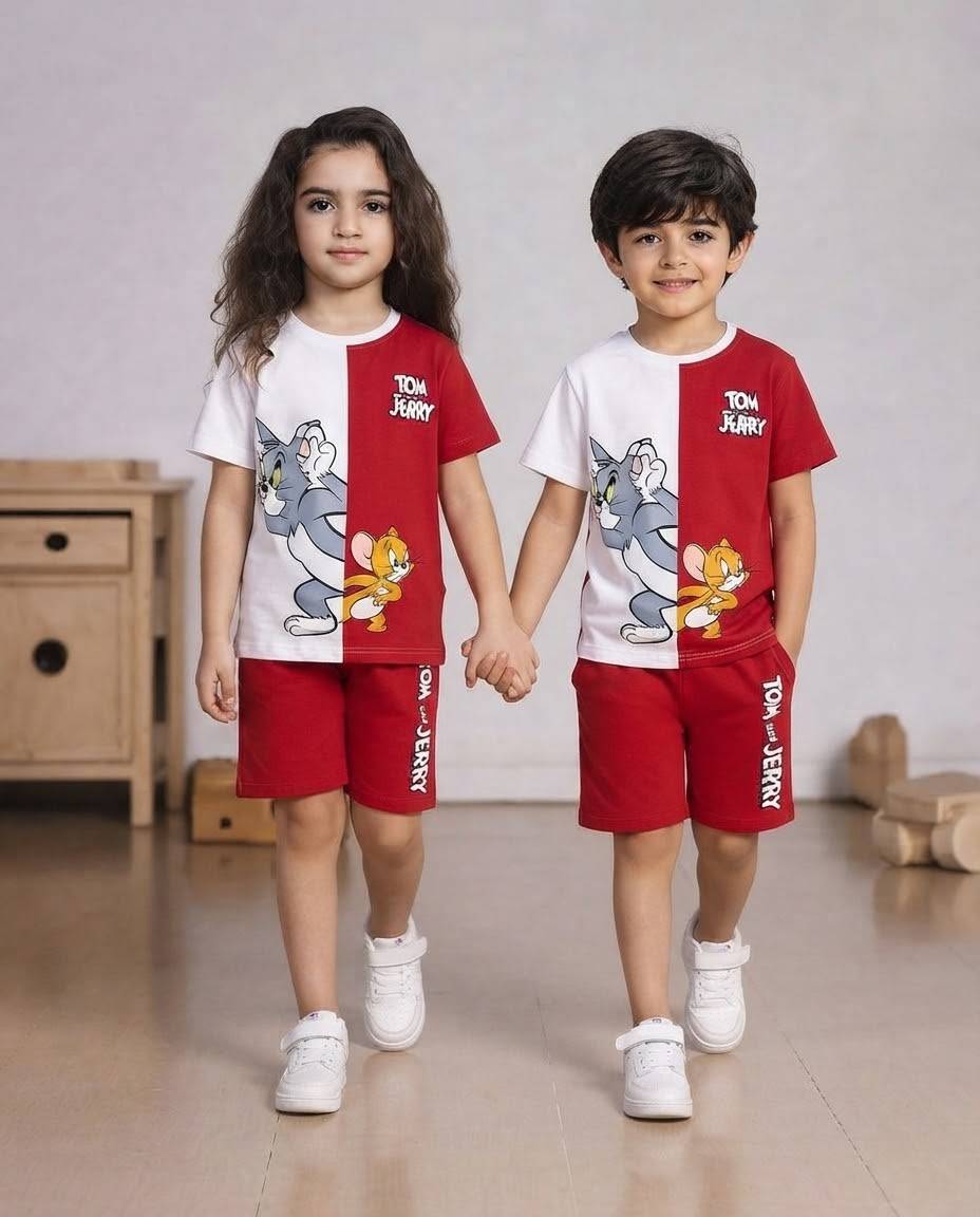 Red Tom & Jerry Half Sleeve Kids Wear (Each)