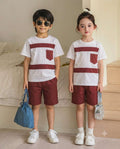 Brown Pocket Printed Kids Wear (Each)