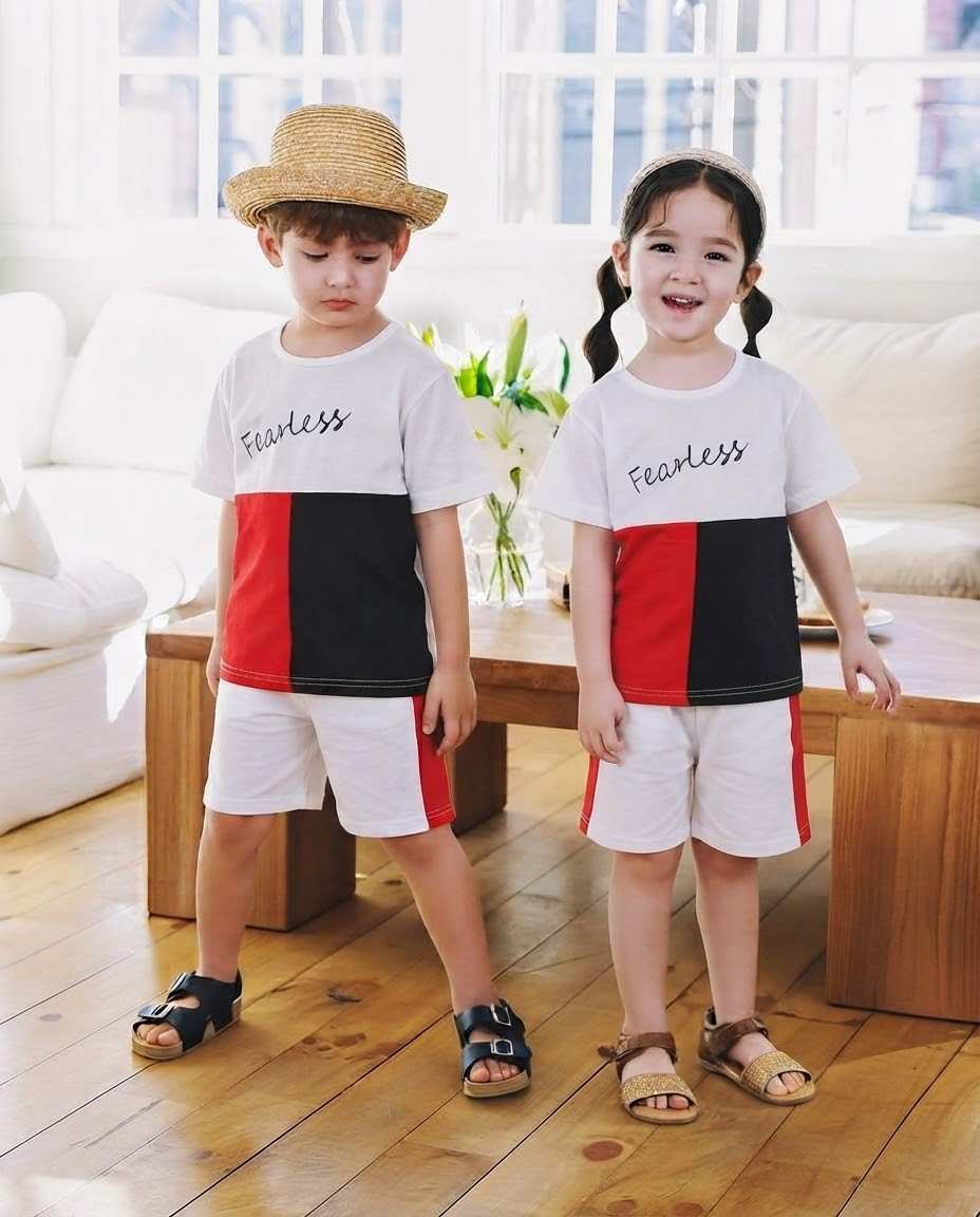 Red and Black Fearless Printed Kids Wear (Each)