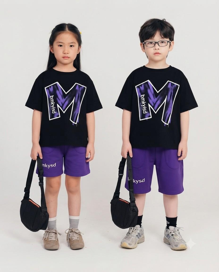 Black & Purple Printed Kids Wear (Each)