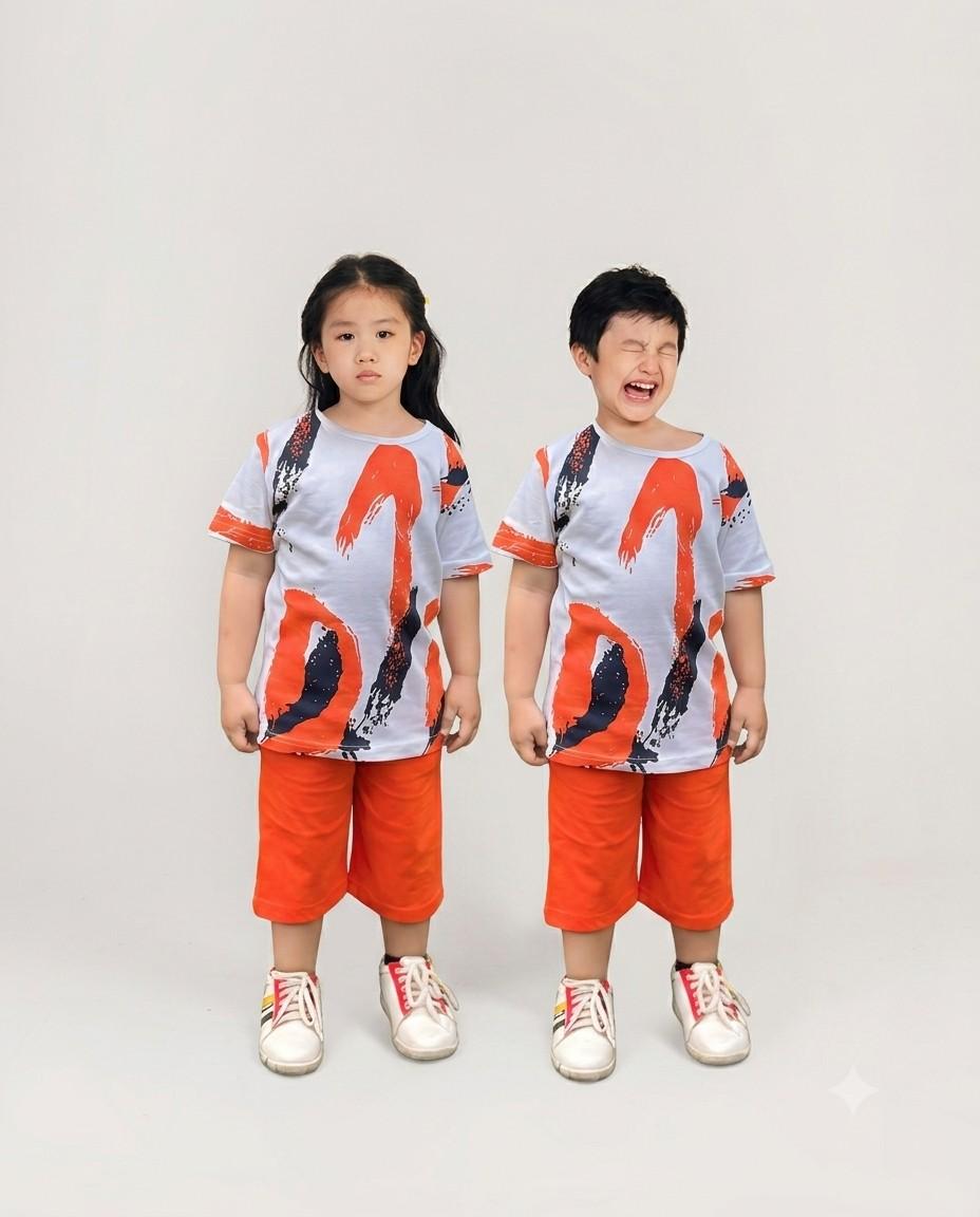 Orange Multi Printed Kids Wear (Each)